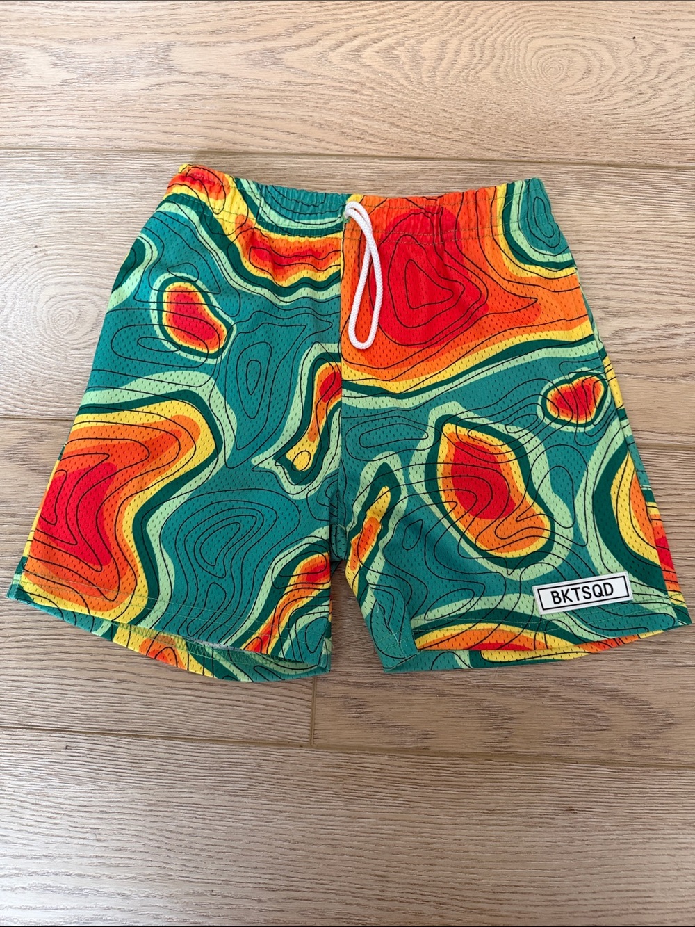 Kids Green weatherman Print Athletic Shorts